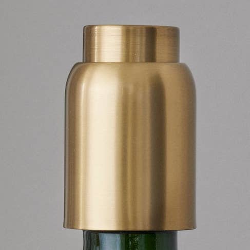 Collar Vacuum Seal Bottle Stopper - brushed brass for wholesale by Studio Nordhaven