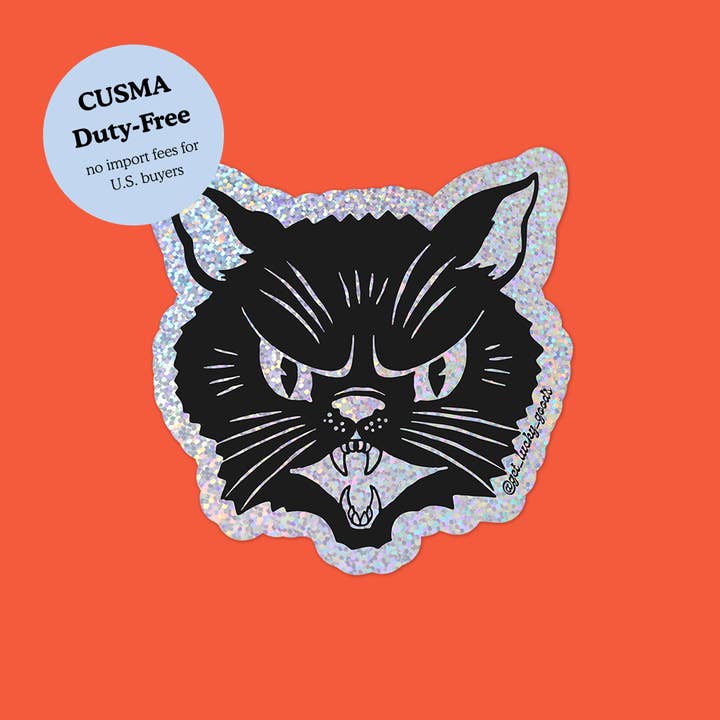 Spooky Kitty – Glitter Vinyl Sticker for wholesale by Lucky Goods Paper