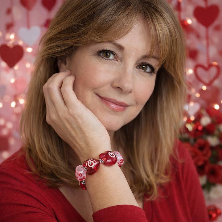 Hjerte Perle Elastisk Armbånd Valentinsmykke Gave til Hende for engroshandel hos Fiona Accessories