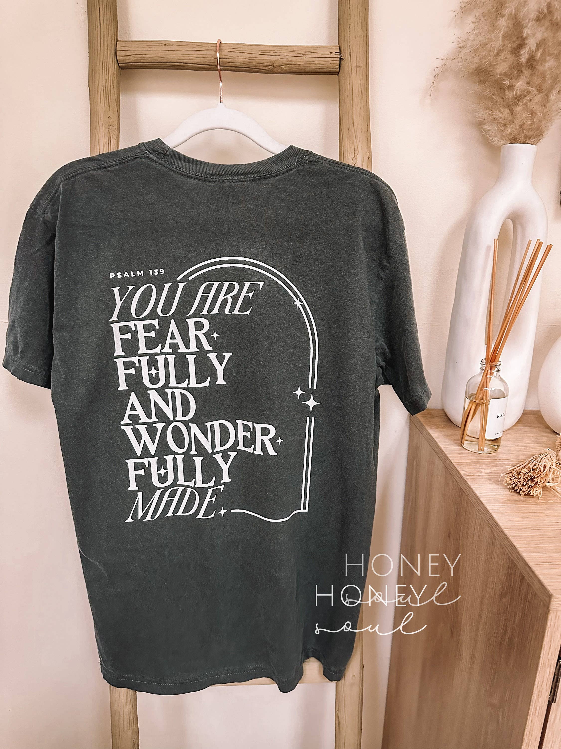 Honey Soul LLC - Wholesale Screen Printed T-Shirt - Women's - ORIGINAL Graphic Fearfully & Wonderfully Made Tee0