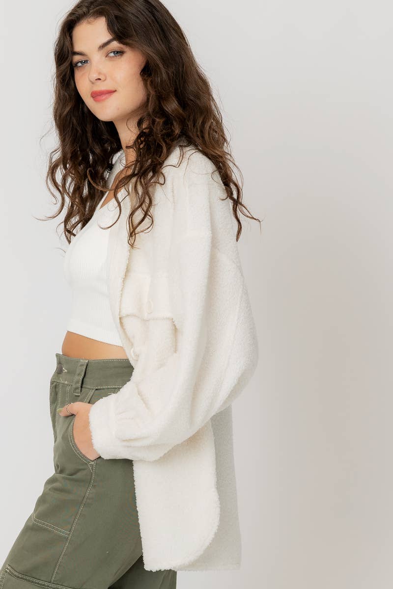 En Crème - Vente Veste – femme - Veste en fourrure oversize8