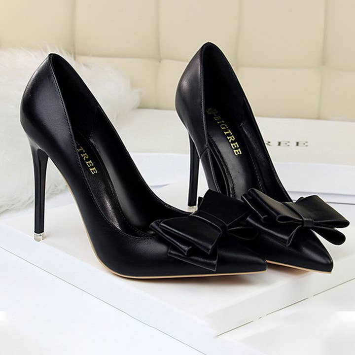 ACCITY - Wholesale High Heels - Women's - SLIM SHALLOW-MOUTH POINTED BOW HIGH HEELS_CWSHH00458