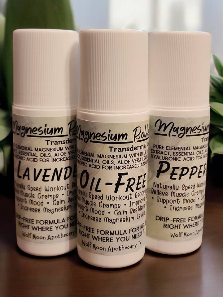Rouleaux de Magnésium | Gel Transdermique au Magnésium pour la vente par Wolf Moon Apothecary Tx
