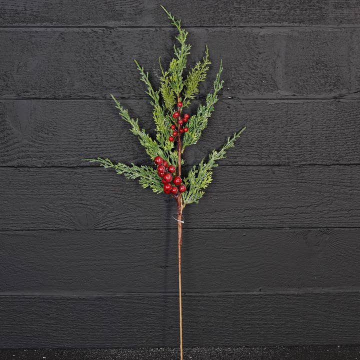 Holiday Depot Inc. - Wholesale Christmas Decoration - ISB78032- 26in Sparkle Cedar and Red Berry Spray-1