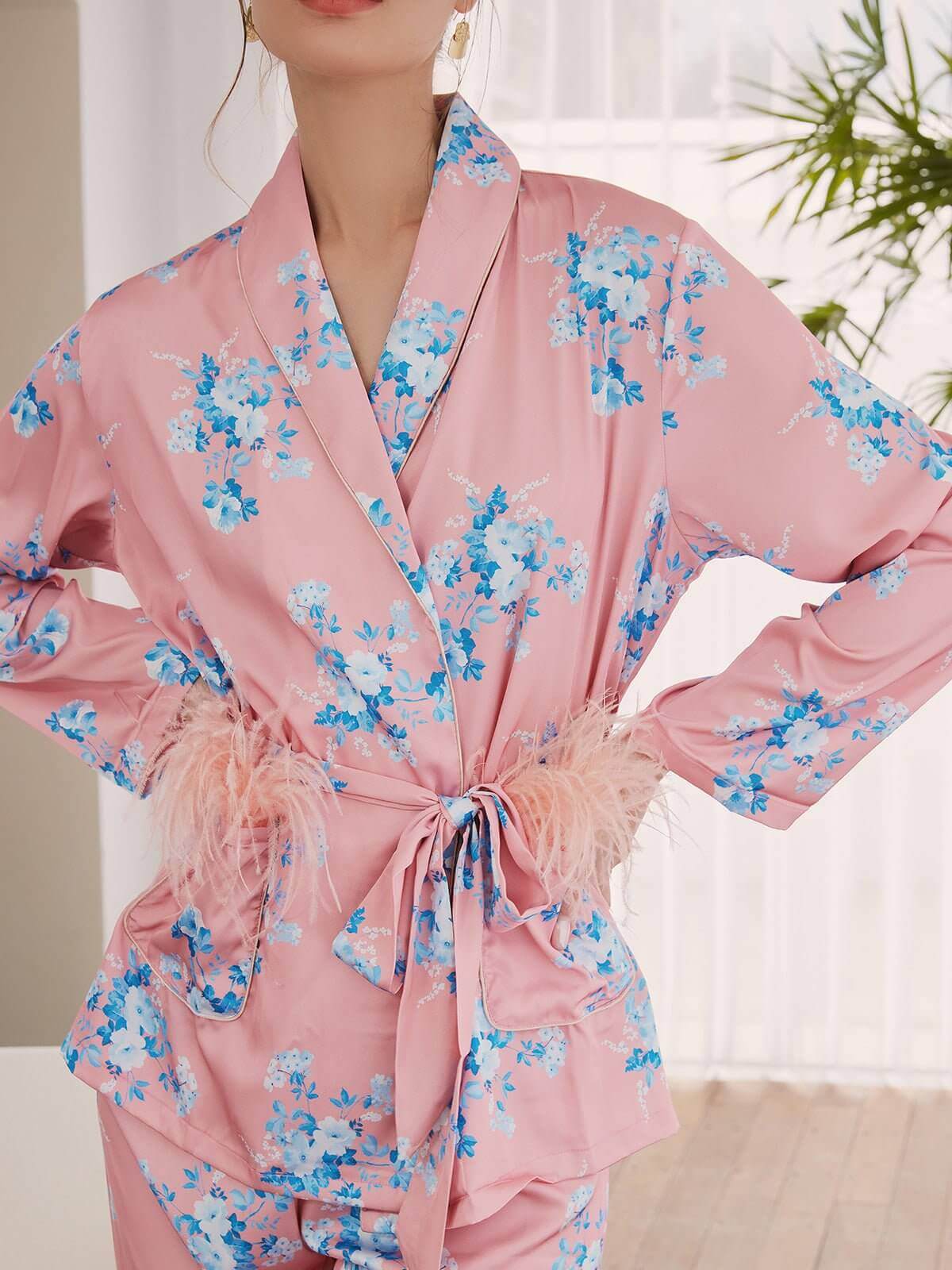 rose Ensemble de Pyjama à Fleurs 2 Pièces en vente sur Faire2