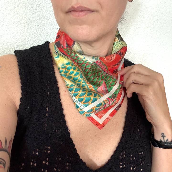 Curious Prints - Wholesale Scarf - Women's - 100% Silk Scarf Tropical Fish Summer Beach Bandana Tapestry