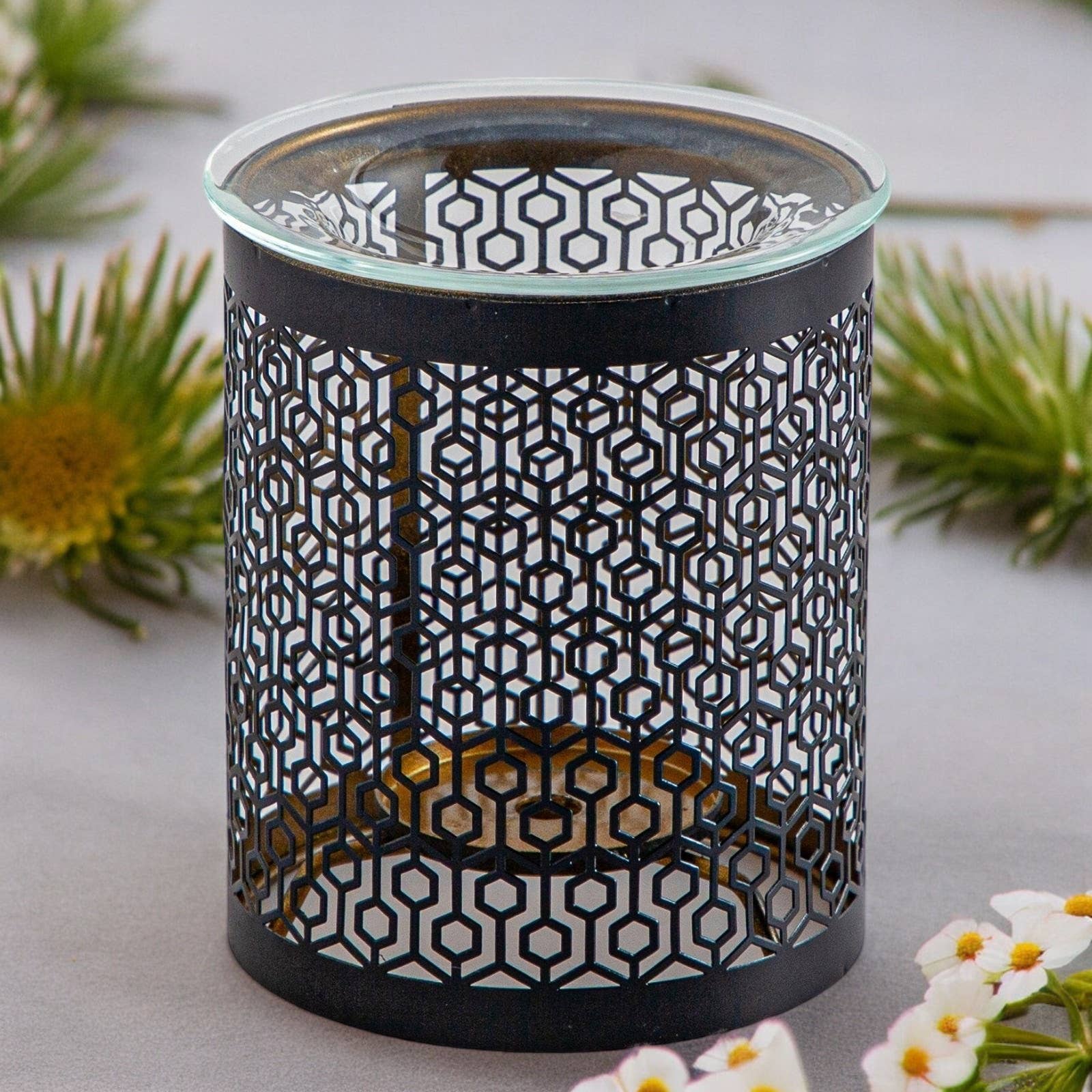 Zen'Arôme - Wholesale Oil Warmer - Metal Cutwork Incense Burner with Glass Dish Le Parfait5