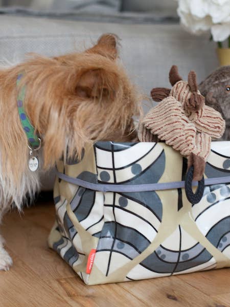 Oilcloth Dog Toy Storage Basket for wholesale by Poppy and Rufus