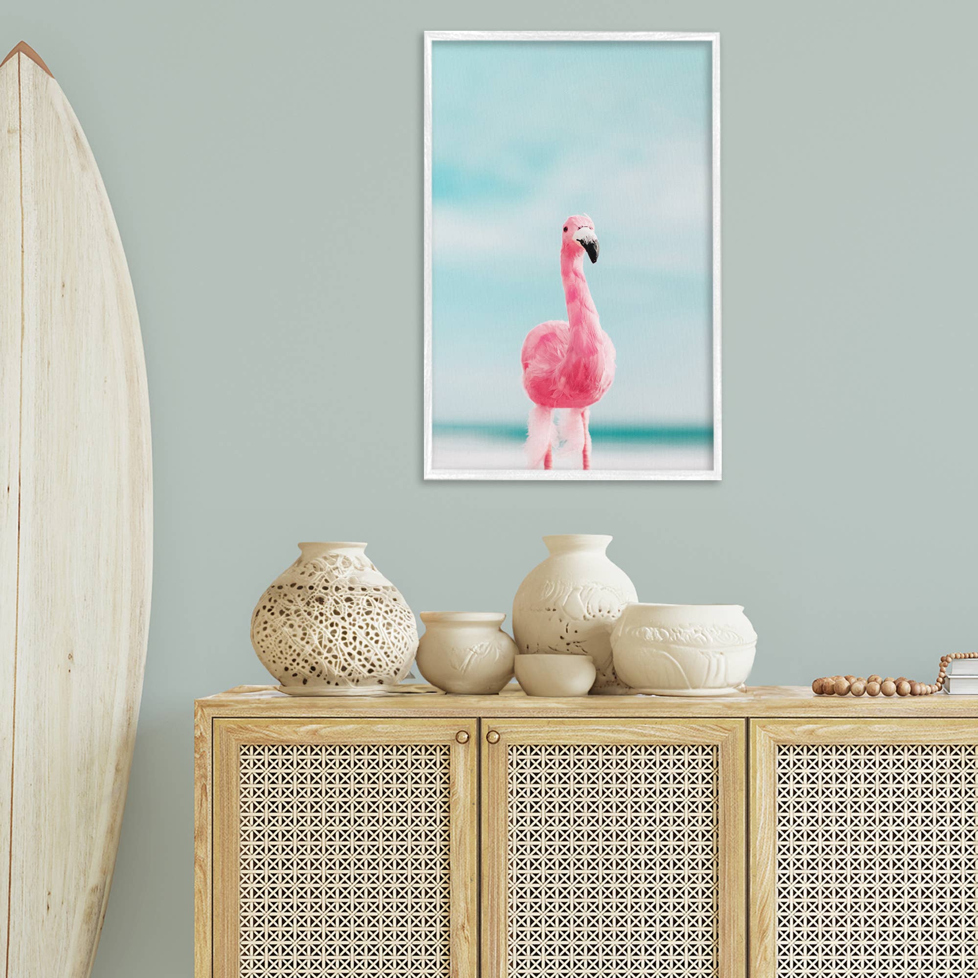 Stupell Industries - Vendita all'ingrosso Decorazione da parete - Bambini e neonati - Arte Incorniciata Fenicottero Estivo Funky28