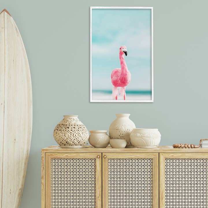 Stupell Industries - Vendita all'ingrosso Decorazione da parete - Bambini e neonati - Arte Incorniciata Fenicottero Estivo Funky28