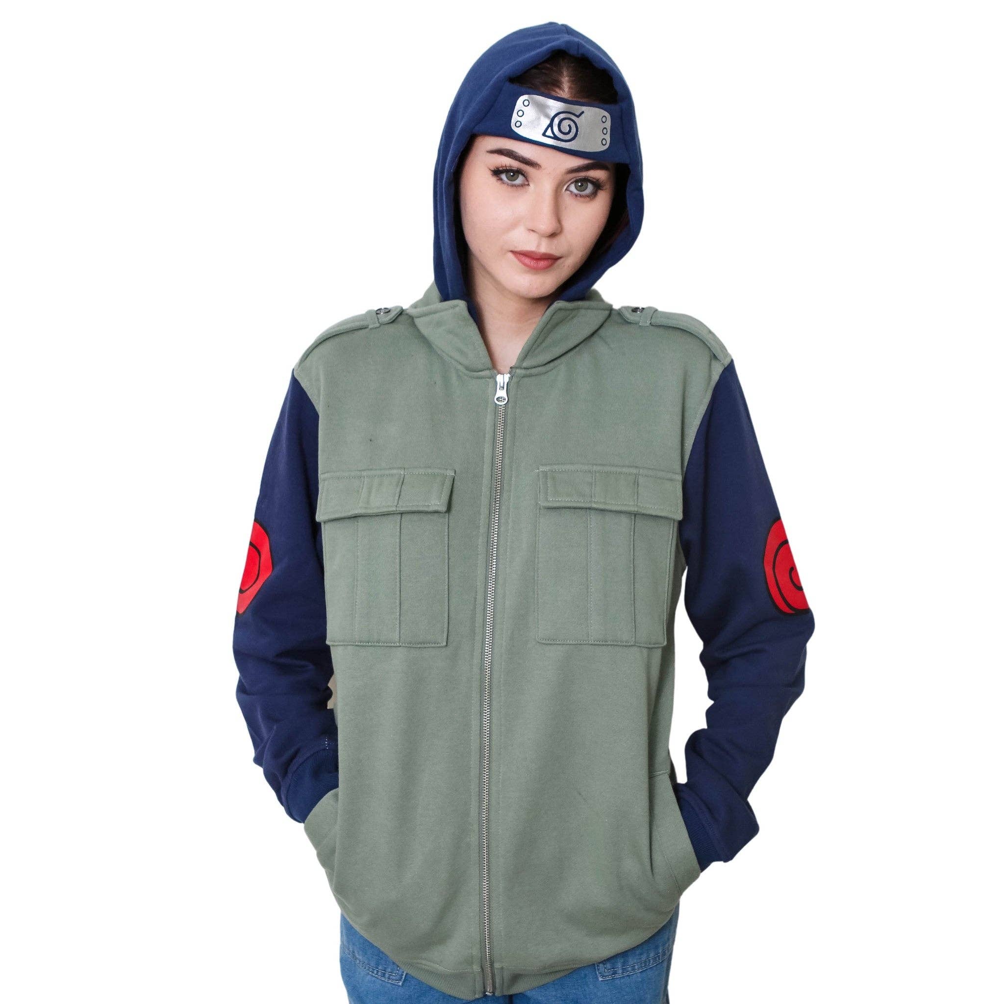 Fundom - Wholesale Hoodie - Unisex - Naruto Shippuden Kakashi Hatake Cosplay Military Style Hoodie With Headband2