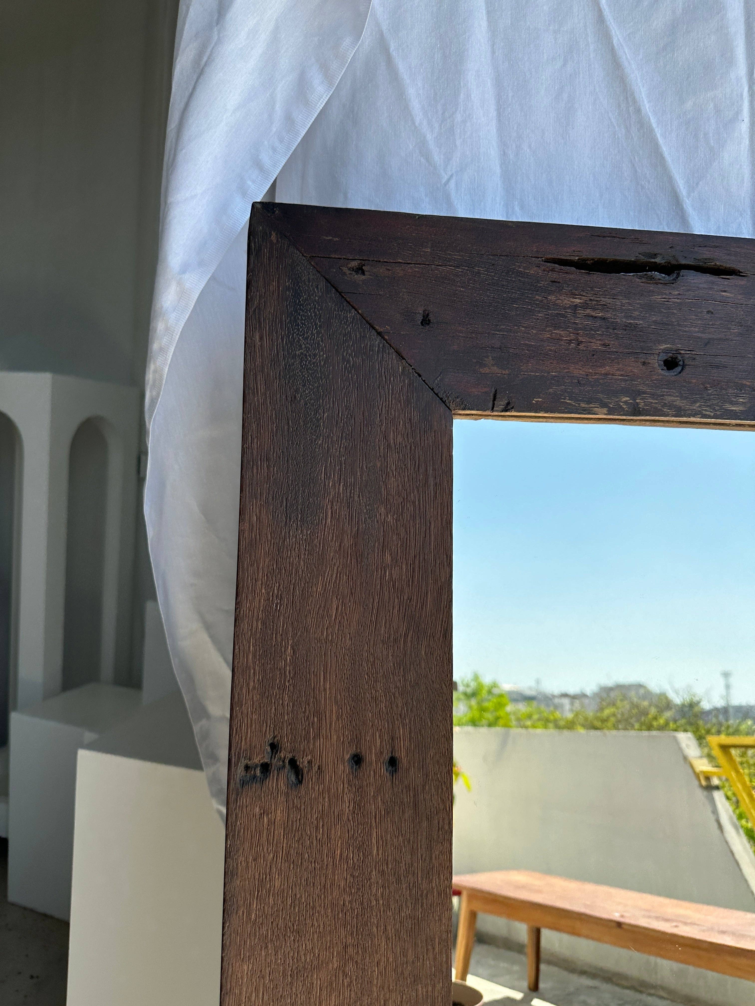 Office Objets - Wholesale Wall Mirror - Mirror with exotic brutalist old iron wood frame H:139cm68