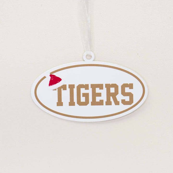 The Royal Standard – Großhandel Verzierung – Weihnachtsmütze, verzinkt, Tiger-Dekofigur, 10,2 cm, Weiß/Gold/Rot