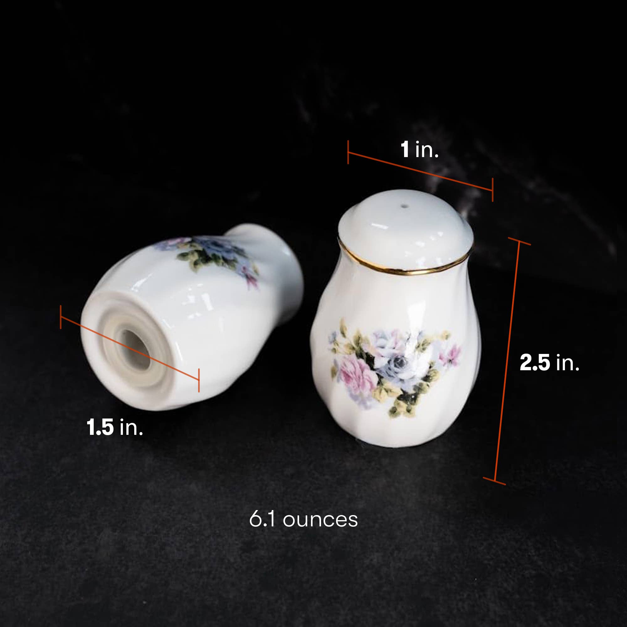 Lynns - Wholesale Salt & Pepper Shaker Set - *Floral Porcelain Salt & Pepper Set, Elegant Vintage0