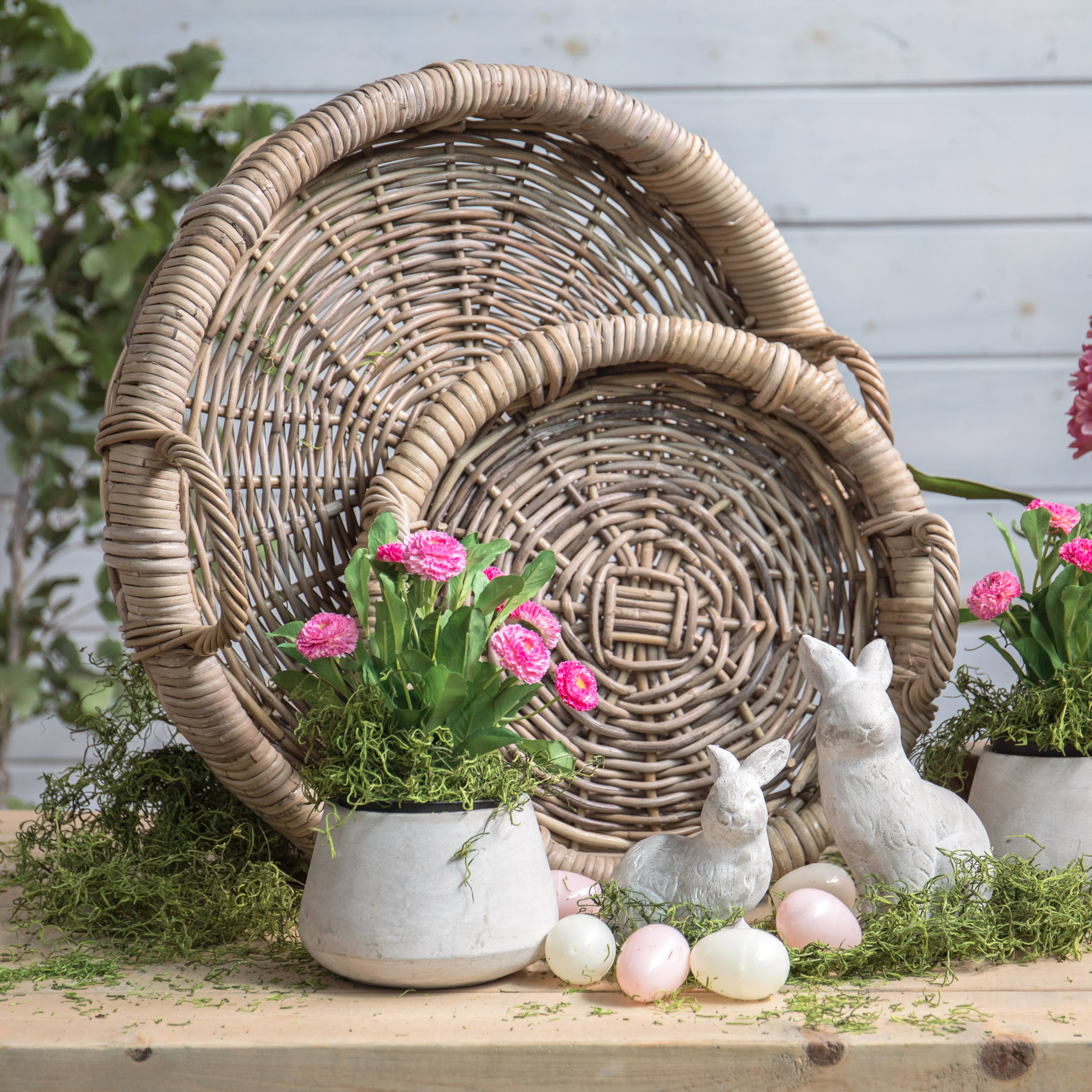 Willow Group - Wholesale Decorative Tray - Kubu Rattan Woven Basket Tray w/ Side Handles S/23