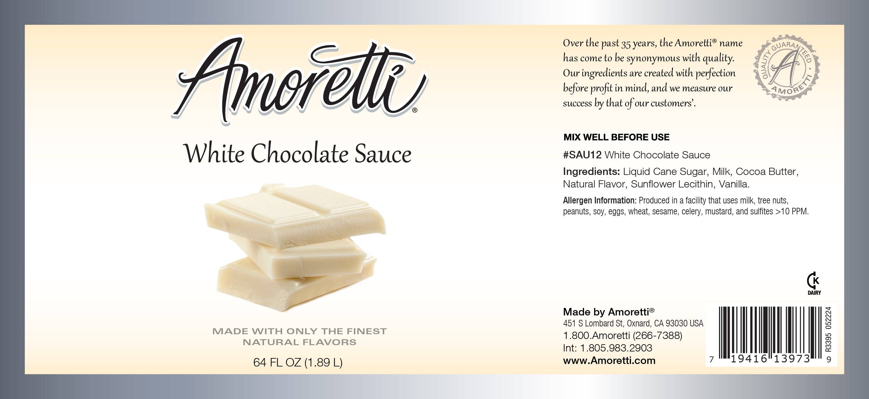 Amoretti - Wholesale Hot Fudge/Chocolate Spread - White Chocolate Sauce1