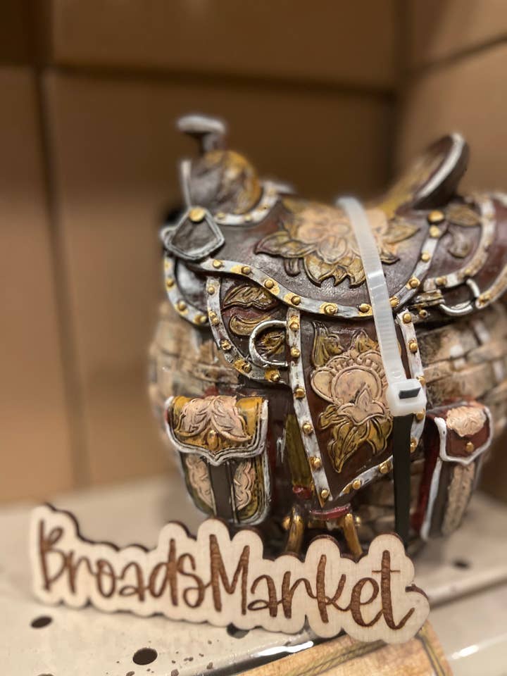 Black & Gold Saddle Piggy Bank for wholesale by Broads Market