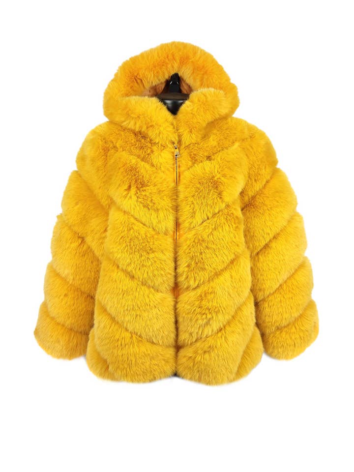 Florence Leather – wholesale Päls/fuskpäls - Dam – Eco pälsjacka med huva och dragkedja3