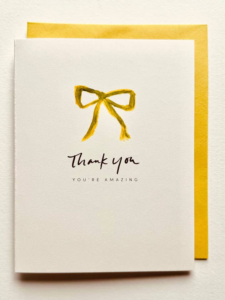 Bow Thank You Cards You're Amazing Velvet Chartreuse for wholesale by Sweet Julie Marie