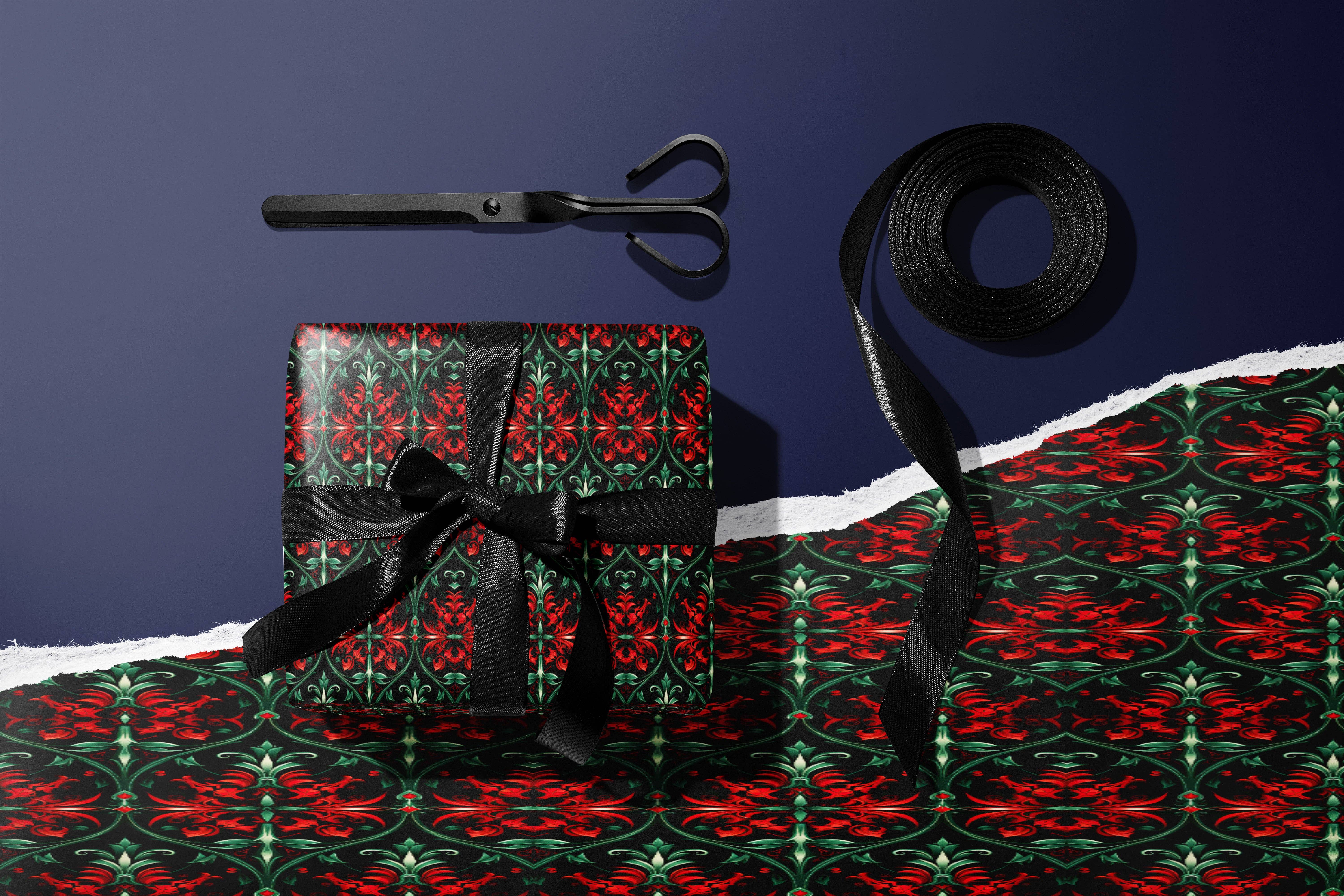 MagicMerchEmporium - Wholesale Wrapping Paper Roll - Baroque Christmas Wrapping Paper0