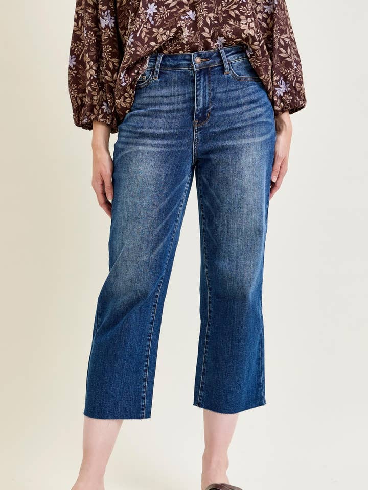 HW Back Pocket Embroidery Crop Wide for wholesale by Judy Blue Jeans