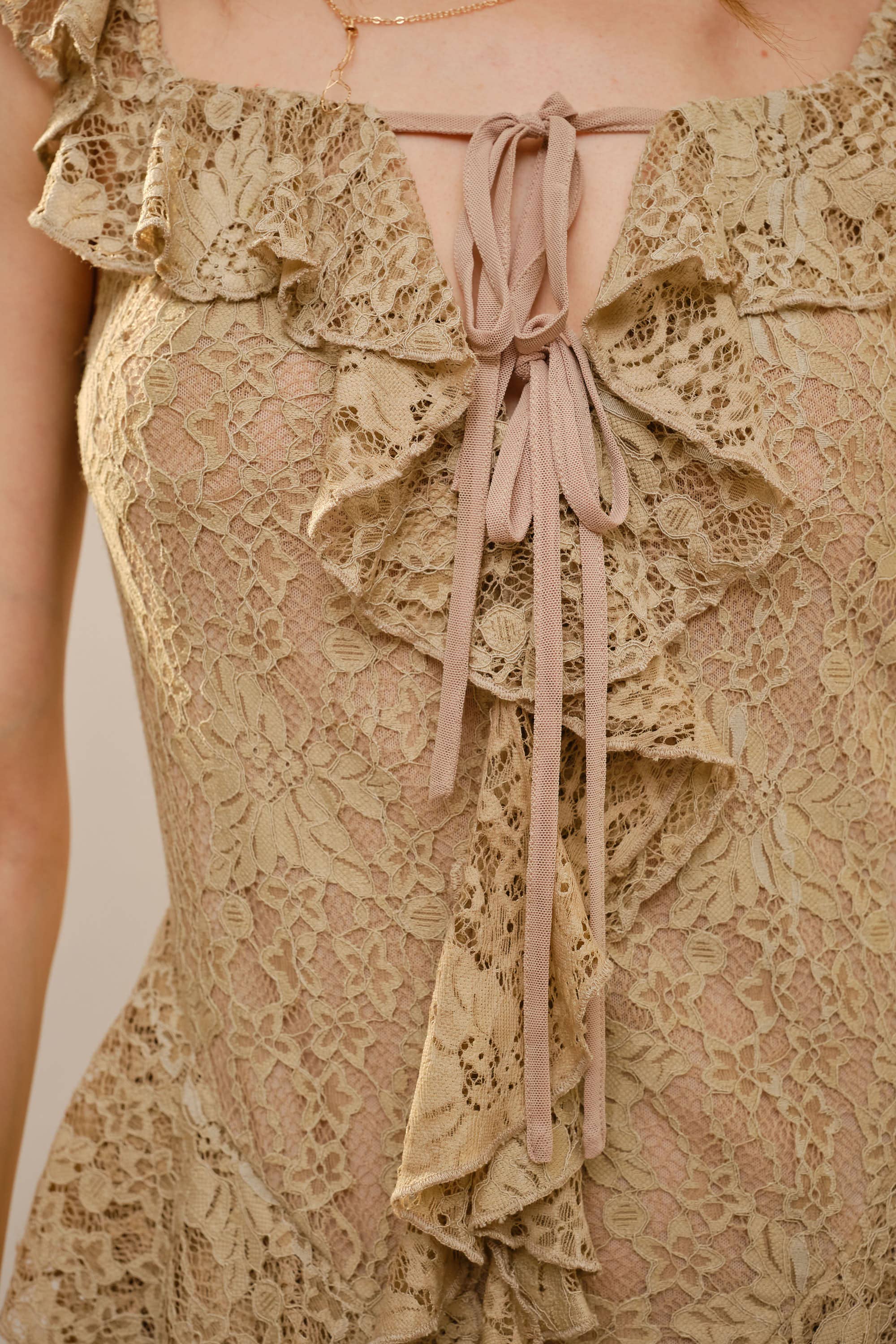 Blue B - Wholesale Dress - Women's - 52162D - Square Neck Lace Ruffle Dress6