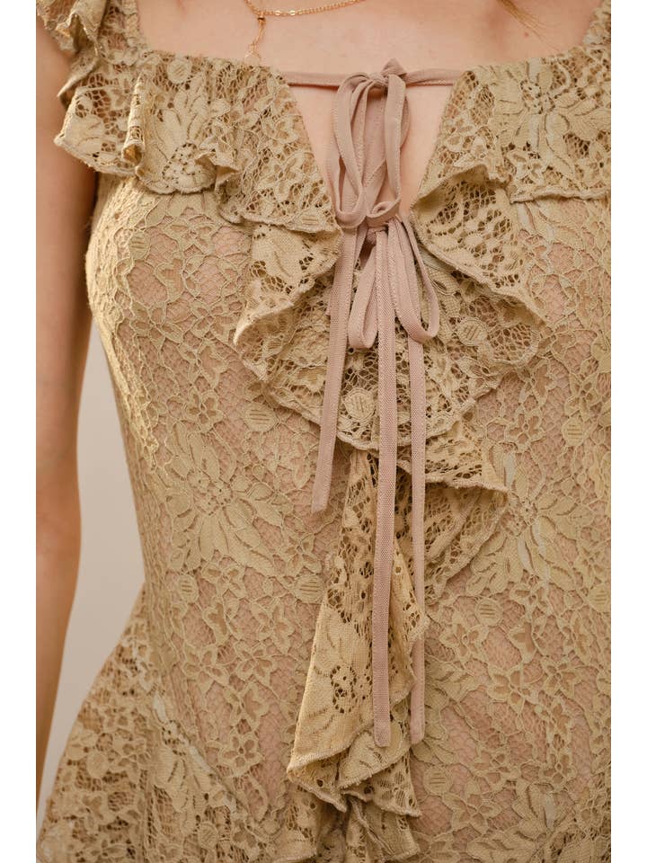 Blue B - Wholesale Dress - Women's - 52162D - Square Neck Lace Ruffle Dress6