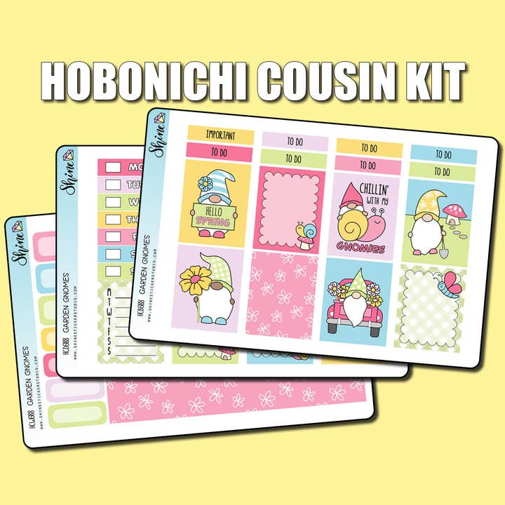 Kit d'autocollants Hobonichi Cousin Nains de Jardin pour la vente par Shine Sticker Studio