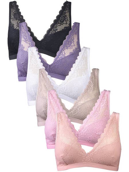 PACK OF 6 SOFRA WOMEN'S FULL CUP ALLOVER LACE BRA (BR8085BL) for wholesale by 247 Frenzy