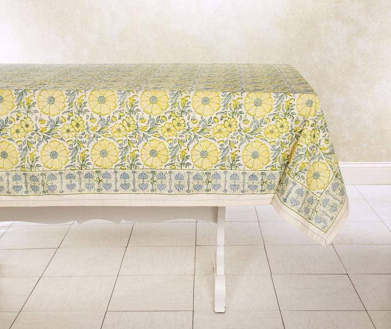 Sustainable Threads - Wholesale Tablecloth - Cotton Tablecloth | Hand Block Printed | Bloom Wheat0