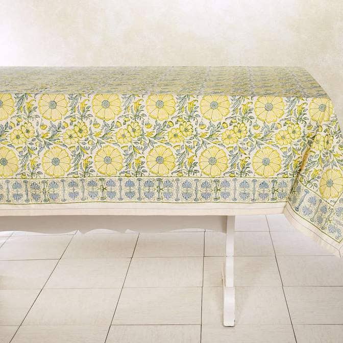 Cotton Tablecloth | Hand Block Printed | Bloom Wheat for wholesale by Sustainable Threads