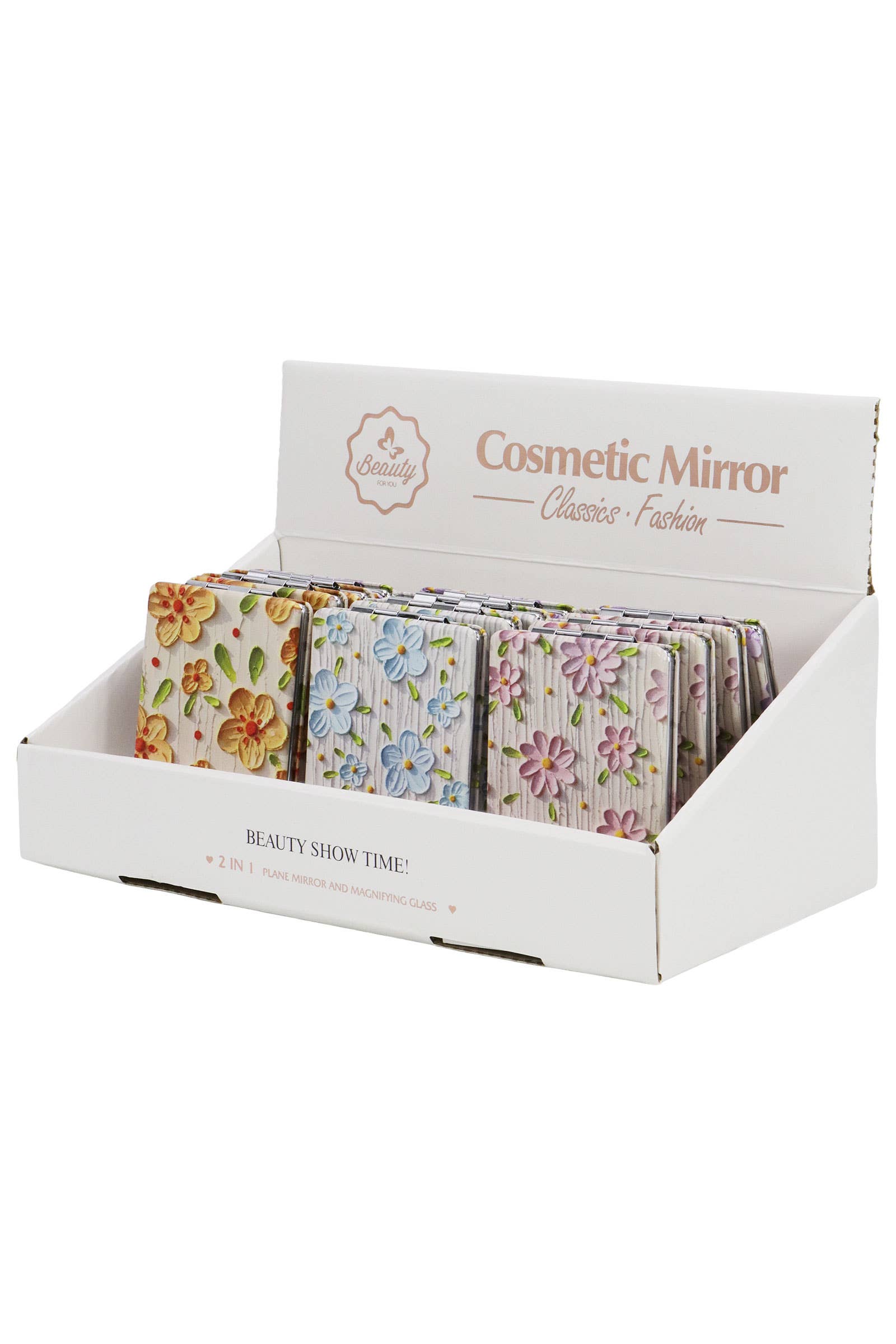 ASSORTED Floral Oil Paint Print Compact Cosmetic Mirror for wholesale on Faire1