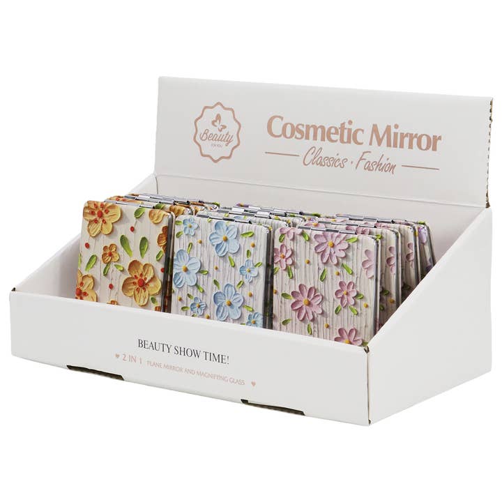 ASSORTED Floral Oil Paint Print Compact Cosmetic Mirror for wholesale on Faire1