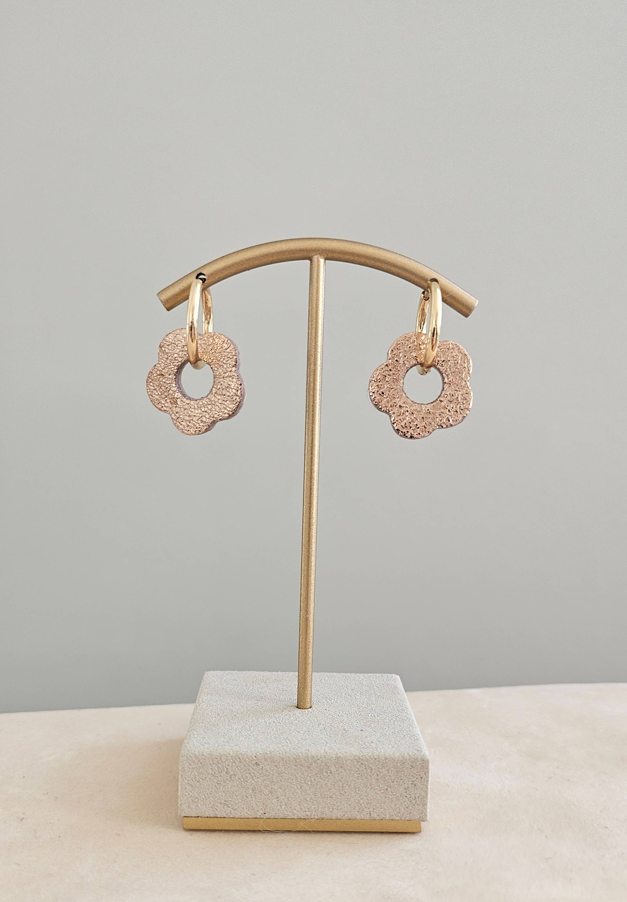 Royal marais - Wholesale Hoop Earrings - upcycled leather flower hoops 7