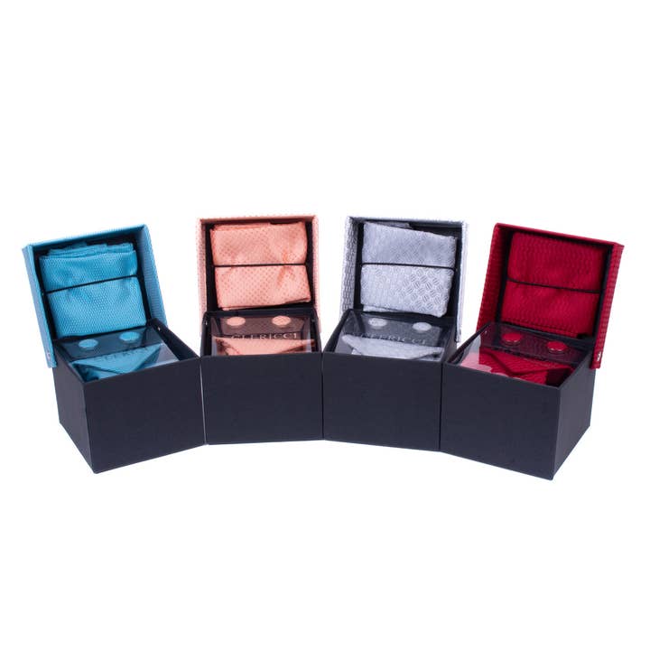 Selini New York - Vente Boutons de manchette - Ensemble de boutons de manchette à cravate en boîte, 12 pièces, PWFB4000-SS8