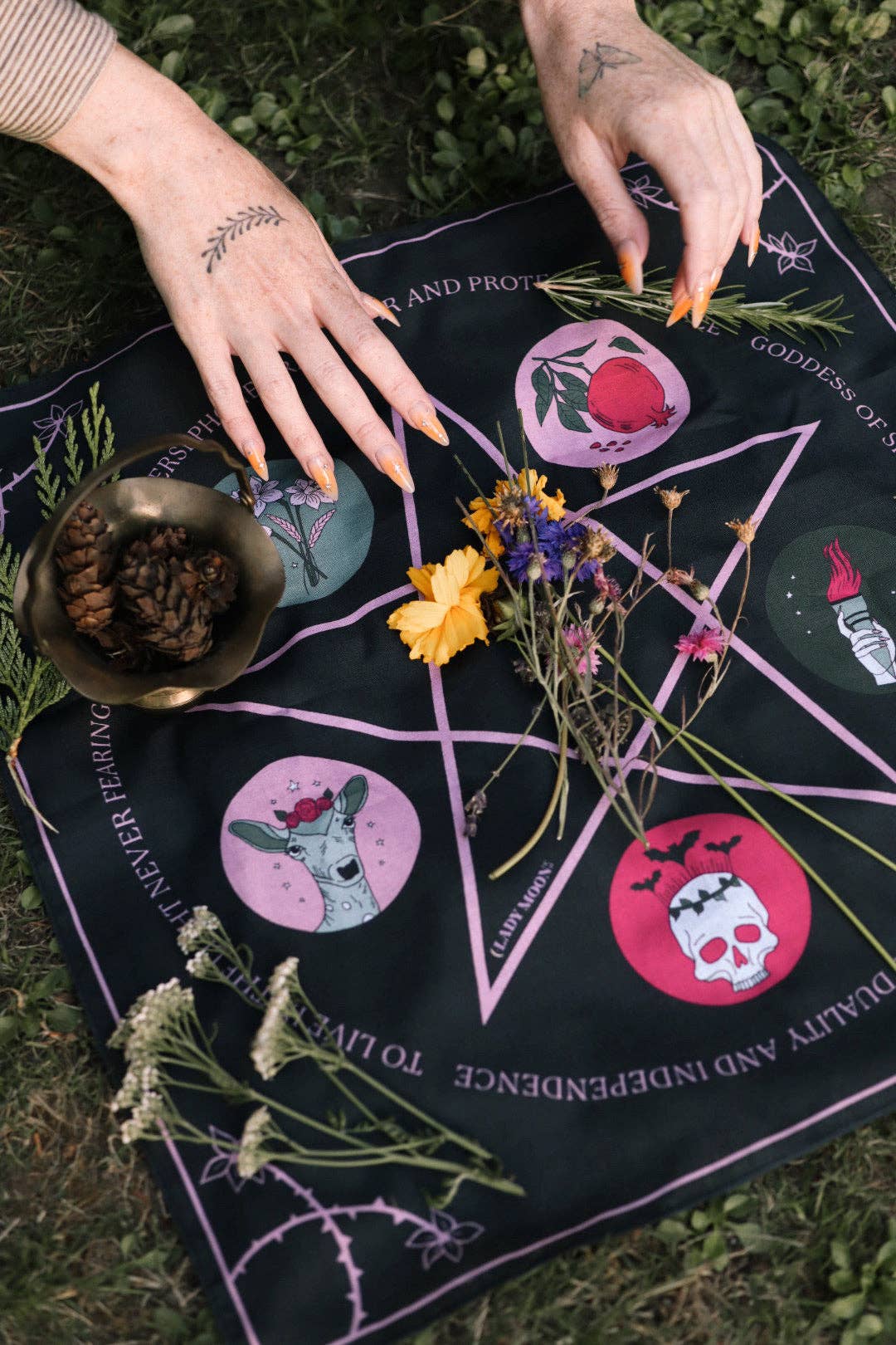 Lady Moon Co.® - Venta al por mayor Bandana - Mujer - Bandana de Tela de Altar: Perséfone9