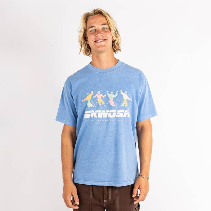 Skwosh - Wholesale Screen printed t-shirt – Men′s - All Downhill Regular Tee In Dusty Blue11
