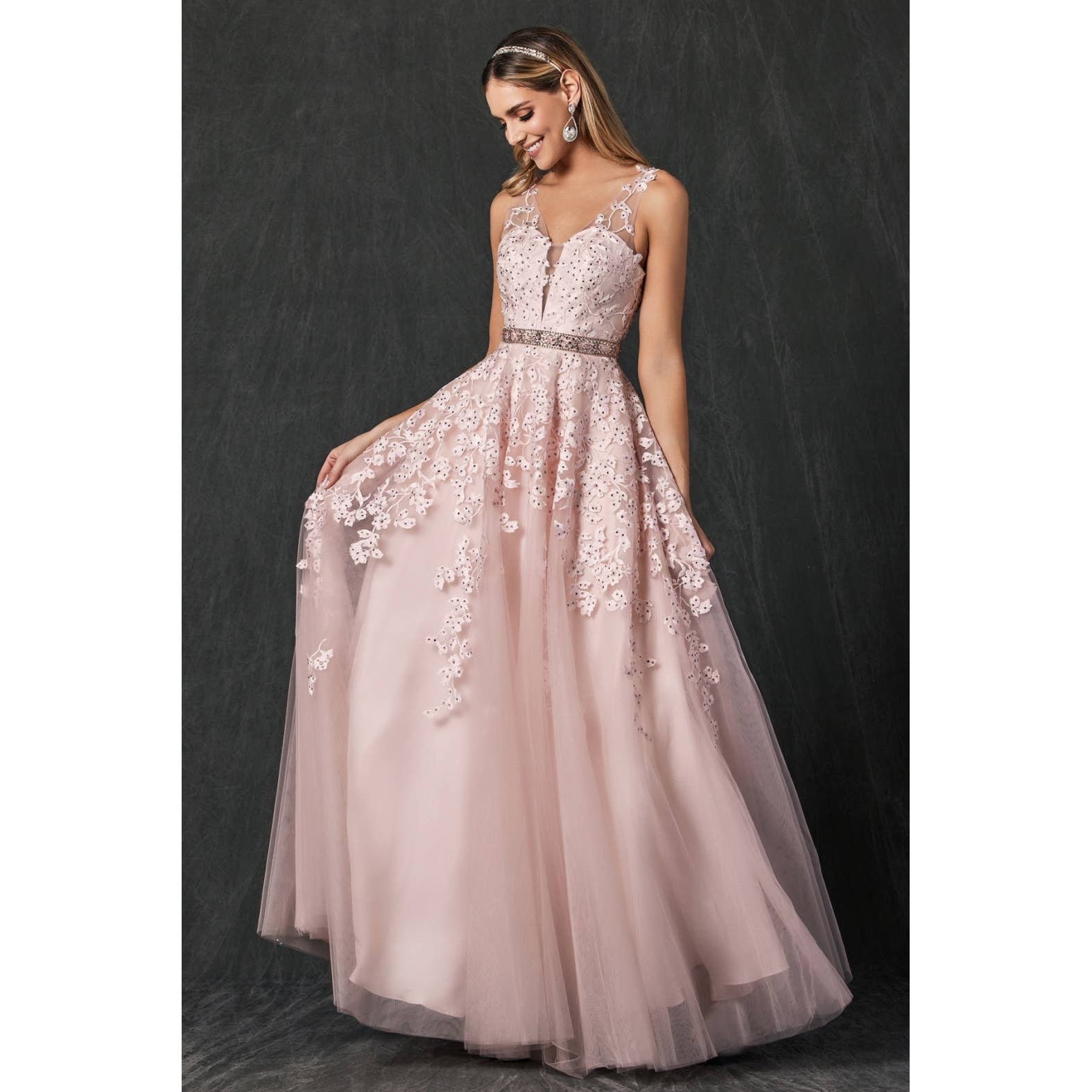 Juliet - Wholesale Gown - Women's - FLORAL APPLIQUES PROM BALLGOWN19
