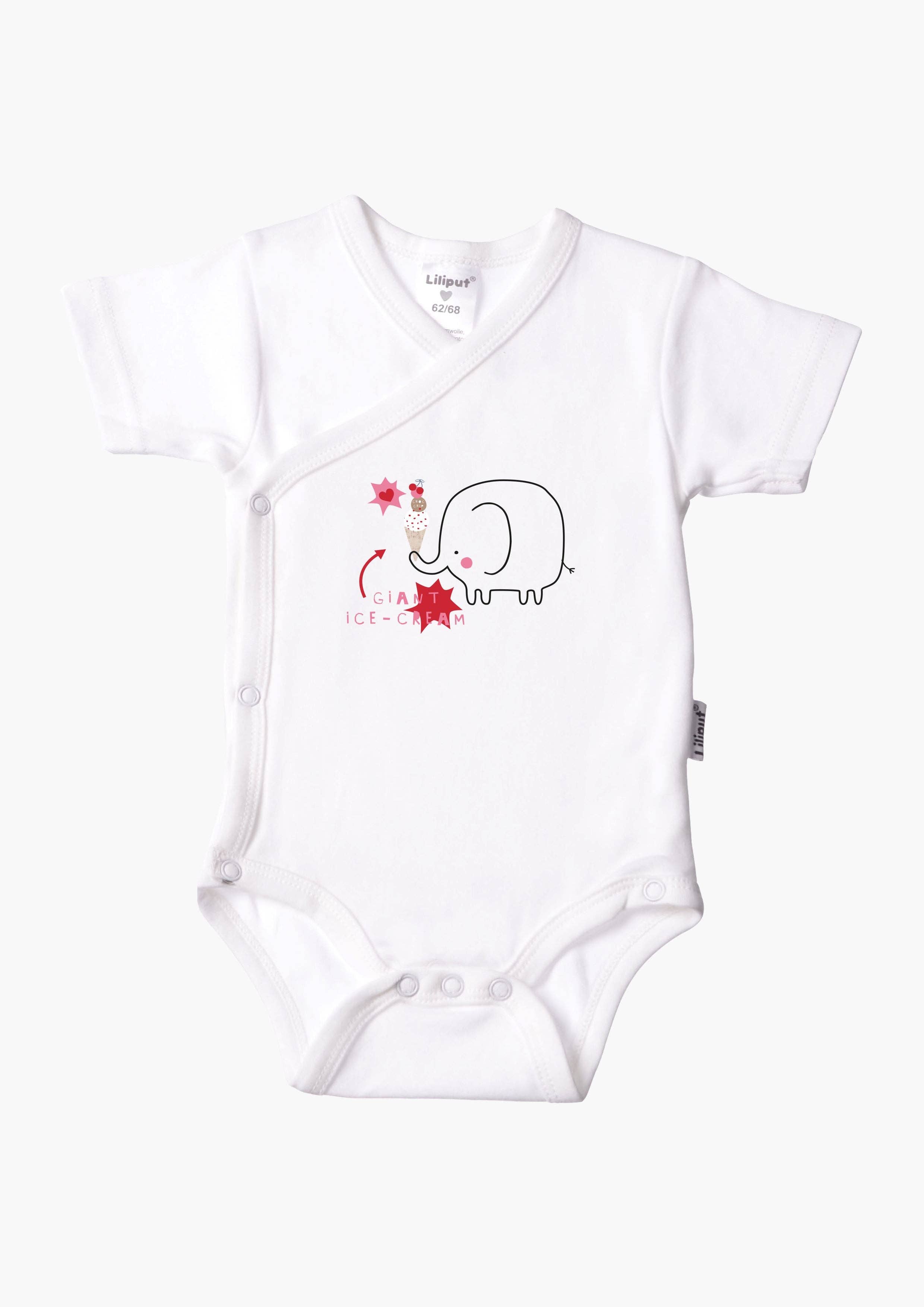 Liliput - Wholesale  - 2-pack short-sleeve wrap bodysuits made of organic cotton with elephant and ice cream0