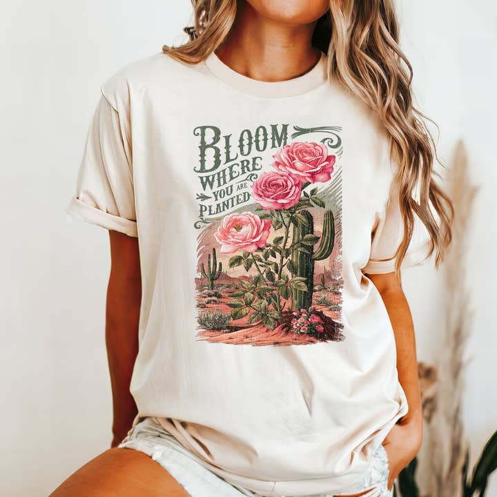 Bloom Where You Are Planted Tee for wholesale by Kiki's Boutique