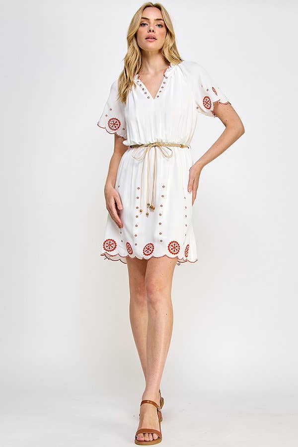 RUBIENN - Vente Robe – femme - Robe en broderie anglaise unie6