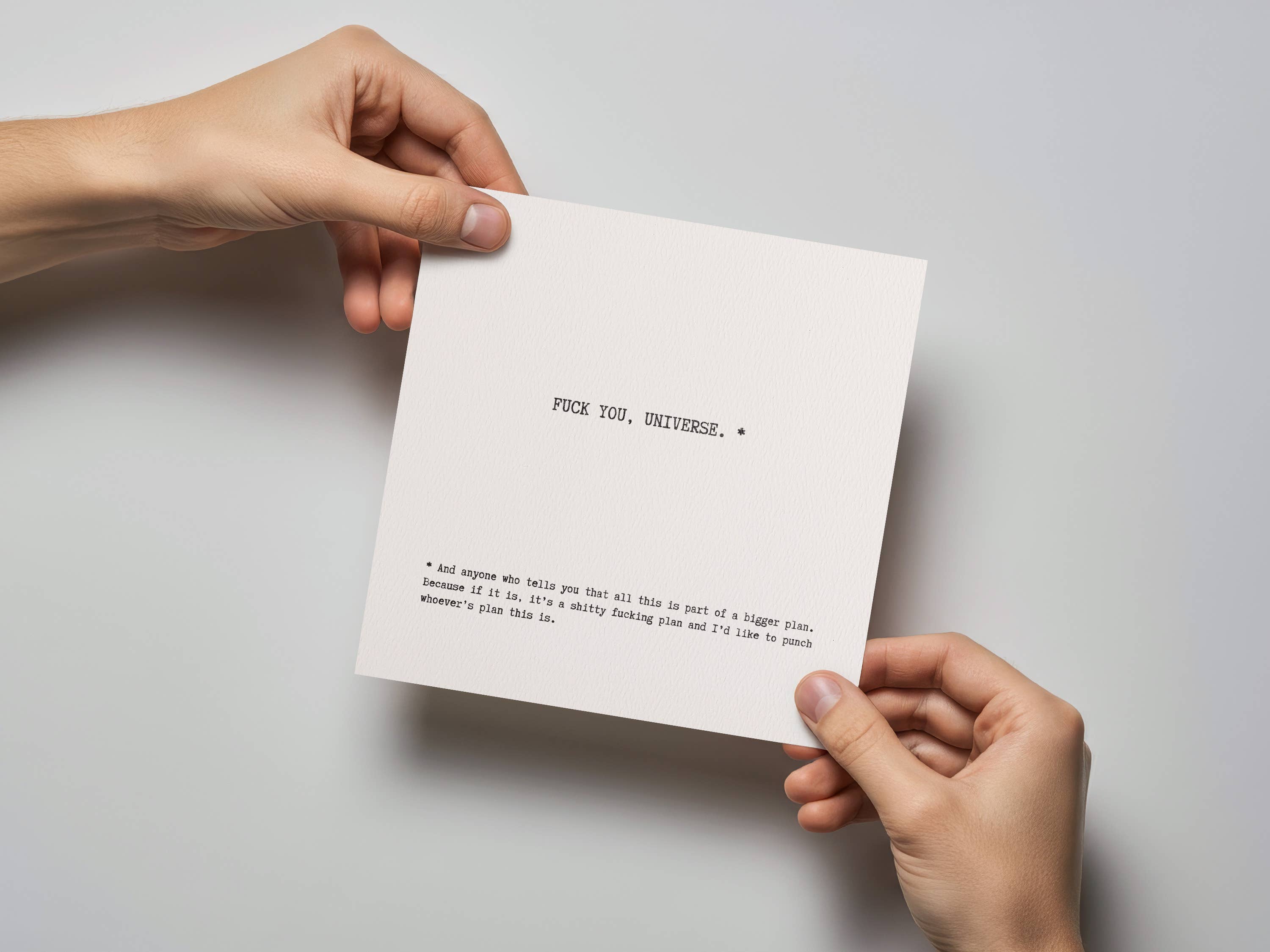 Kwohtations - Wholesale Sympathy Card - Fuck You Universe Letterpress Sympathy Card2