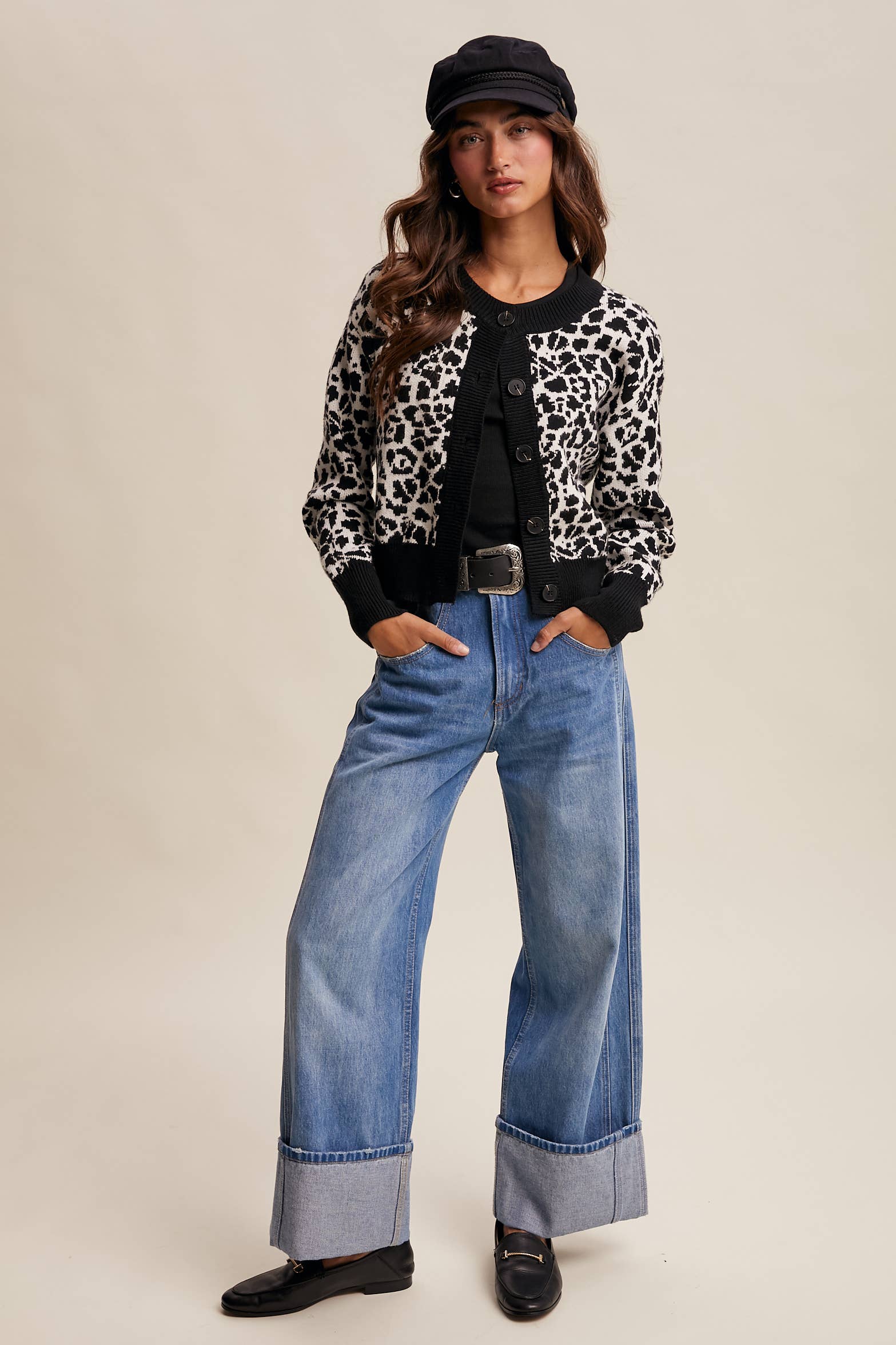 Listicle - Wholesale Cardigan - Women's - Leopard Knit Button-Up Cardigan LSW100119