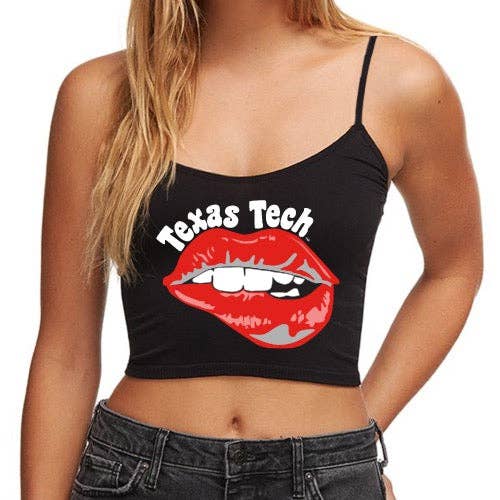 Tanque de espaguetis negro Texas Tech para venta al por mayor de Lojo Collegiate Apparel