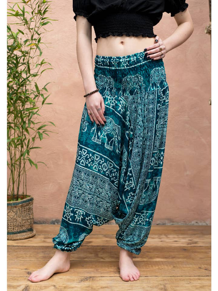 Namaste – wholesale Byxor - Dam – Freesize Aladdin Style Elephant Print Byxa