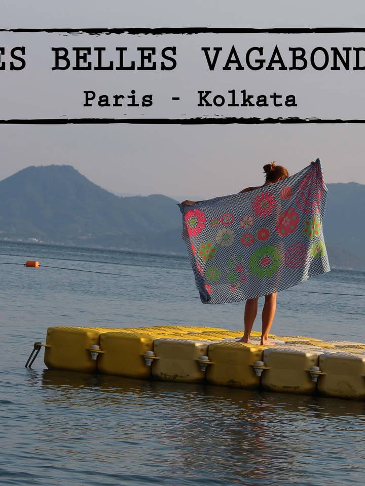 Organic Cotton Scarf Ichimatsu Navy for wholesale by Les Belles Vagabondes