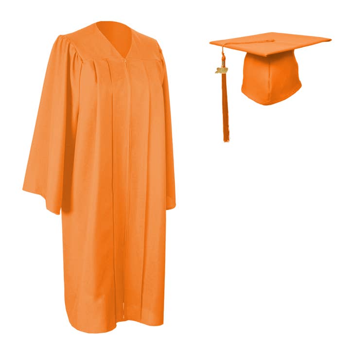 Matte Orange Cap, Gown And Tassel for wholesale by Cap and Gown Direct