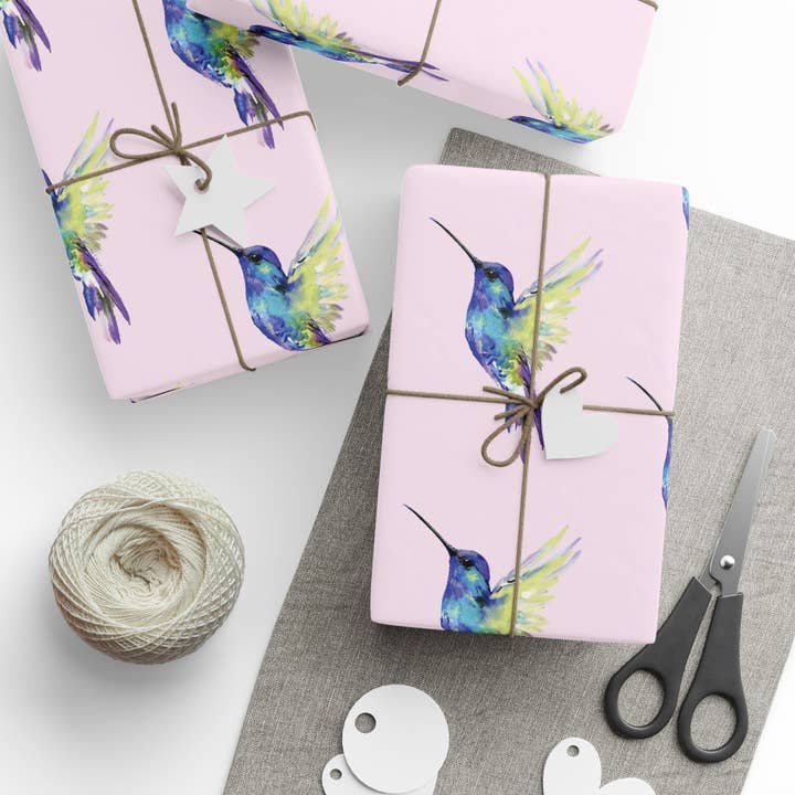 Fantasifullt Kolibripresentpapper | Miljövänligt Omslag för wholesale av Blue Cava