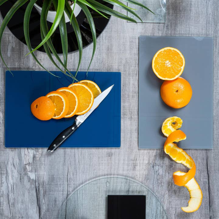Rinkit Ltd - Wholesale Cutting Board - Harbour Housewares Glass Worktop Saver - Blue - 30 x 20cm2