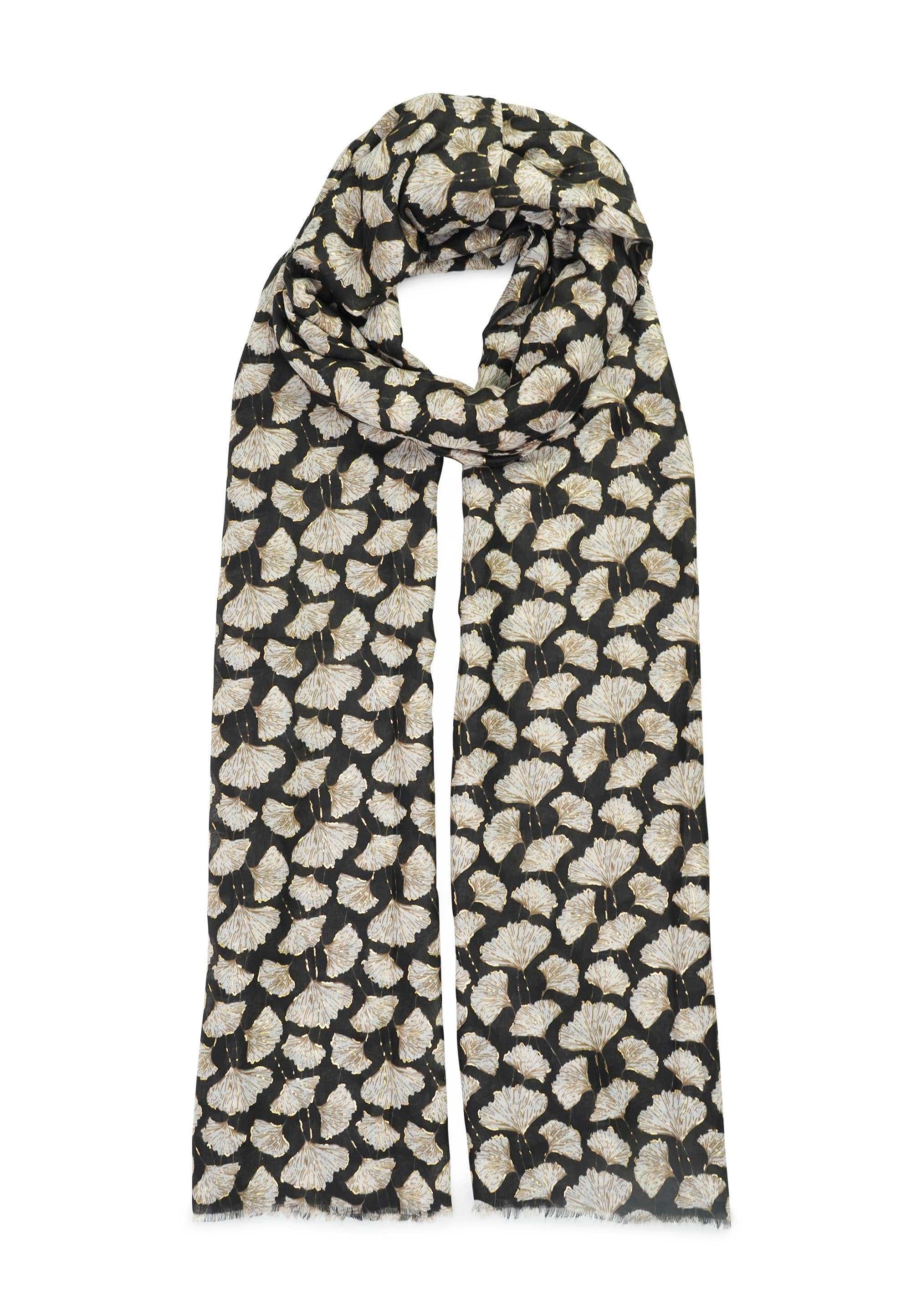 HJS – wholesale Scarf – Women's – Printed scarf 'CLOVER' - made of viscose with golden print11